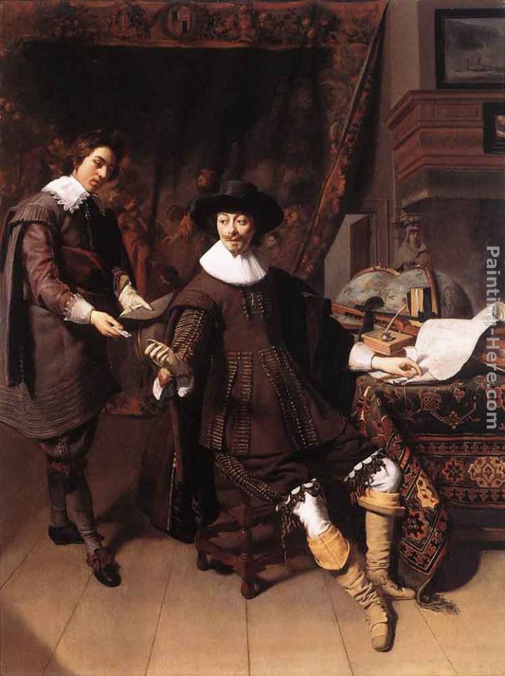 Constantijn Huygens and his Clerk painting - Thomas de Keyser Constantijn Huygens and his Clerk art painting